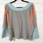 Ces Femme Striped Patchwork Print Long Sleeve Knit Top, EUC, Size Small Black Photo 8