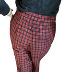 VINTAGE 1980'S LESLIE FAY RED, BLACK & GREEN PLAID STIRRUP TROUSERS (10) Red Photo 5