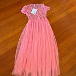 Elegant Pink Midi Dress with Star Accents Photo 8