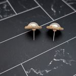 Vintage Stud Earrings Stylish Faux Pearl with Fancy Halo Photo 5