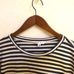 CAbi  navy & white long sleeve asymmetrical Top XS Photo 4