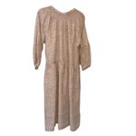 Magaschoni LINEN FLORAL PRAIRIE COTTAGECORE 3/4 SLEEVE TAN Cream Lace Dress S Photo 2
