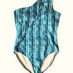 Garnet Hill  Riveria Green Asymetrical One Piece Swimsuit NWOTS size 14 Photo 0