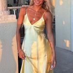 ZARA  maxi dress flowy butter yellow satin effect wedding evening party  Photo 15