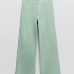 ZARA Marine Straight Jeans Light Green Photo 0