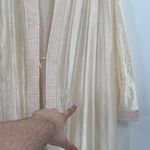 Vintage 80s Nylon Anthony Richards Long Lightweight Cream Robe with Pockets Larg Tan Size L Photo 3