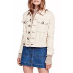 Free People Ivory Ecru Eisenhower Button Up Jean Jacket Small Photo 8