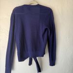 Title Nine  Purple Knit Tie Front Cardigan Sweater L Outdoor Washable Wool Photo 5