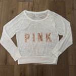 PINK - Victoria's Secret  white y2k sheer light weight sequin long sleeve top l Photo 0