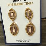 Piper K Embellished It's Game Time Football Earrings New‎ In Box Gold Photo 1