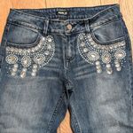 Allen B Schwartz Capri Denim Jeans Womens 8 BLING Rhinestones Crystals Blue Photo 1