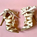 Gianni Bini Polka Dot Lace Up Strappy Ankle Stiletto Leather High Heels Size 6.5 Photo 1