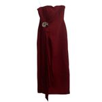 Acler. NEW NWT Whitnell Strapless Midi Dress In Burgundy Photo 4