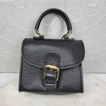 Vintage Italian Mini Black Leather Top Handle Bag Gold Buckle Made in Italy Photo 13