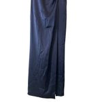 Alice + Olivia  Diana Sapphire Satin Maxi Dress Cowl Neck Slit Size 2 Photo 6