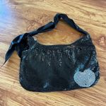 Felix Rey New York Black Mesh Evening Bag Heart Charm Ribbon Strap Photo 0