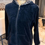 Jason Maxwell  Navy Hooded Jacket with Patterned Trim Photo 0
