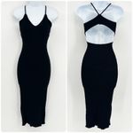 superdown  Revolve Black Ribbed Knit Kellen Midi Dress Bodycon Cutout Back Size S Photo 2