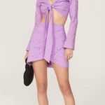 ASHLEY PARKER x RTR Women's Purple 100% Cotton Eyelet Wrap Mini Skirt Size 2 Photo 2