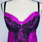 Cacique  Corset Bra Top Tank Womens Plus 14/16 Pink Satin Black Lace Mesh Backing Photo 1