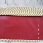Valerie Stevens Beige Woven Red Faux-Leather Trim Handbag Women's Purse Photo 6