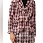 LIONESS Palermo Tartan Blazer Jacket Preppy Military Gold Buttons Black Red sz M Photo 0