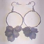 Silver Tone & Light Lavender Purple Retro Boho Dangling Pierced Earrings Photo 0