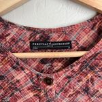 Peruvian Connection  Floral Plaid Print Flowy Button Up Blouse Top Size Medium Photo 4