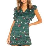 Tularosa  Lindsay Dress in Emerald Ruffled Sleeves Embroidered Sparkle Size Small Photo 0