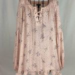 a.n.a . Peach Boho Tunic Top with Ties and Ruffles Women’s Size Medium Photo 9