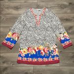 Johnny Was  Oksana Animal Swim Cover Up‎ Tunic Long Sleeves Size Medium Photo 1