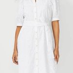 Ann Taylor Embroidered Floral White Button-Down Dress Photo 1