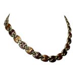 Vintage Goldtone Multicolor Enamel Panel Link Collar Necklace 17” Choker Neutral Gold Photo 4