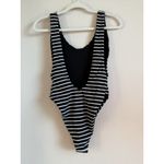 Aerie Women's Super Scoop One-Piece Swimsuit Black White Stripes Cheeky Size M Photo 7