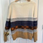 Fate Striped Colorblock Cozy Knit Sweater Cream Tan Navy XL Blue Photo 5