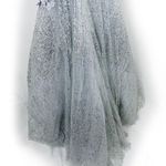 PORTIA AND SCARLETT Ice Queen Blue Silver Glitter Flower Halter Mermaid Gown 0 Photo 11