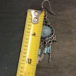 Faux larima dangling silver tone earrings Blue Photo 7