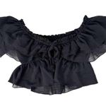 ZARA  Ruffled Off Shoulder Black Crop Top Size Medium Festival Casual Summer Photo 4