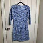 J. McLaughlin  Blue Chevron catalina cloth Sheath Dress 3/4 Sleeve Work Small‎ Photo 3