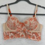 Adore Me  34B Lace‎ Floral Longline Bra Beige Peach Orange Adjustable Straps Photo 0