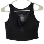 Klassy Network  Black Waffle Knit Lounge Ultra Crop Henley Tank Top Brami Medium Photo 0