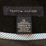 Tommy Hilfiger Women’s Long Black Wool Coat Button Cuff Decorative Waist Sz 12 Photo 2