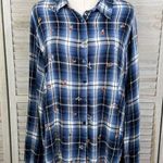 Knox Rose  Plaid Floral Embroidered Button Down Shirt Blue/Multi-XL Photo 0