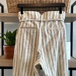 Anthropologie Maeve by Sutton Cotton Tapered Belt Neutral Stripe Cropped Pant, 8 Photo 7