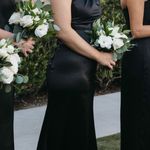 Lulus Black Satin One-Shoulder Maxi Dress Photo 0