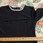 Loft  size 6P black dress with white ruffle collar stretchy flowy ruffle skirt Photo 6