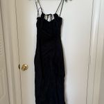 ZARA  Black Cotton Midi Dress with Leg Slit Photo 2