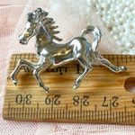 Silver Tone Galloping Horse Brooch Vintage Equestrian Animal Pin Jewelry Country Photo 3