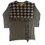 Farm Rio NWT RARE  Fringe Black and Grey Wool Mini Dress Photo 2