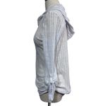 Billabong  Textured Hooded Henley Long Sleeve Tunic Top White Sheer Drawstring XS Photo 5